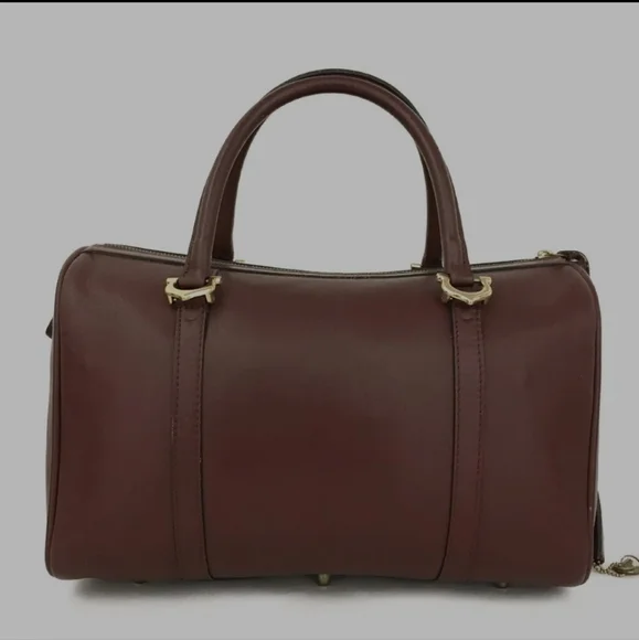 Vintage Must de Cartier 1975 Leather Boston Travel Hand Bag Bordeaux/3AD2295 - Picture 5 of 9